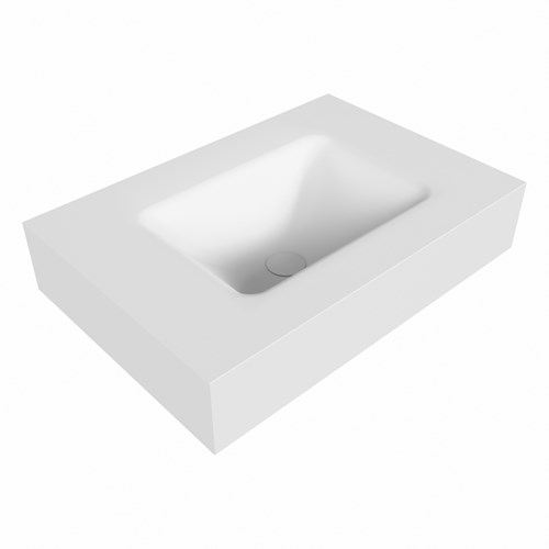 GRUNNE Talc vrijhangende solid surface wastafel 61cm. Positie wasbak Midden. Rand 12cm hoog.