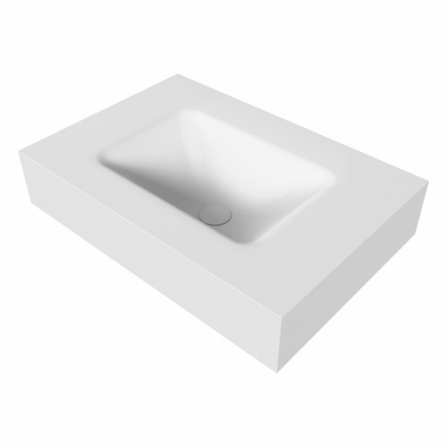 GRUNNE Talc Lavabo suspendido de solid surface 60cm. Posición del fregadero Centro borde de 12cm de alto.-3
