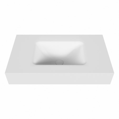 GRUNNE Talc vrijhangende solid surface wastafel 70cm. Positie wasbak Midden. Rand 12cm hoog.-2