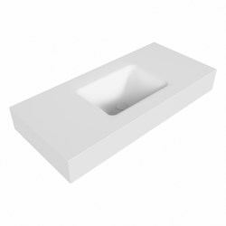 GRUNNE Talc freihängend Waschtisch aus solid surface (mineralwerkstoff) 91cm. Waschbeckenposition Mittig rand 12cm hoch.