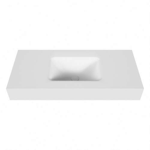 GRUNNE Talc vrijhangende solid surface wastafel 91cm. Positie wasbak Midden. Rand 12cm hoog.-2