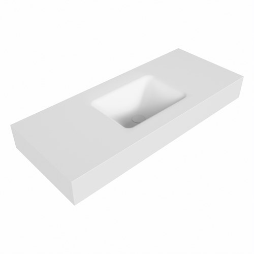 GRUNNE Talc freihängend Waschtisch aus solid surface (mineralwerkstoff) 100cm. Waschbeckenposition Mittig rand 12cm hoch.