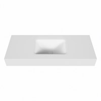 GRUNNE Talc freihängend Waschtisch aus solid surface (mineralwerkstoff) 100cm. Waschbeckenposition Mittig rand 12cm hoch.-2