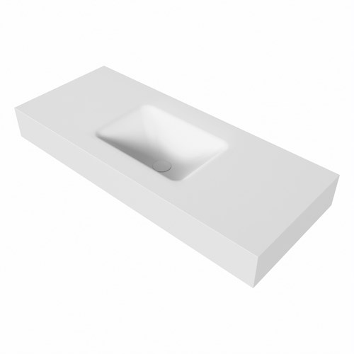 GRUNNE Talc vrijhangende solid surface wastafel 101cm. Positie wasbak Midden. Rand 12cm hoog.-3