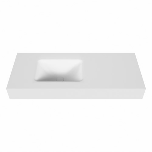 GRUNNE Talc Lavabo suspendido de solid surface 100cm. Posición del fregadero Izquierda borde de 12cm de alto.-2