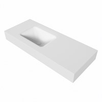 GRUNNE Talc vrijhangende solid surface wastafel 101cm. Positie wasbak Links. Rand 12cm hoog.-3