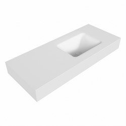 GRUNNE Talc freihängend Waschtisch aus solid surface (mineralwerkstoff) 100cm. Waschbeckenposition Rechts rand 12cm hoch.