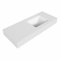 GRUNNE Talc vrijhangende solid surface wastafel 101cm. Positie wasbak Rechts. Rand 12cm hoog.
