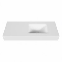 GRUNNE Talc vrijhangende solid surface wastafel 101cm. Positie wasbak Rechts. Rand 12cm hoog.-2