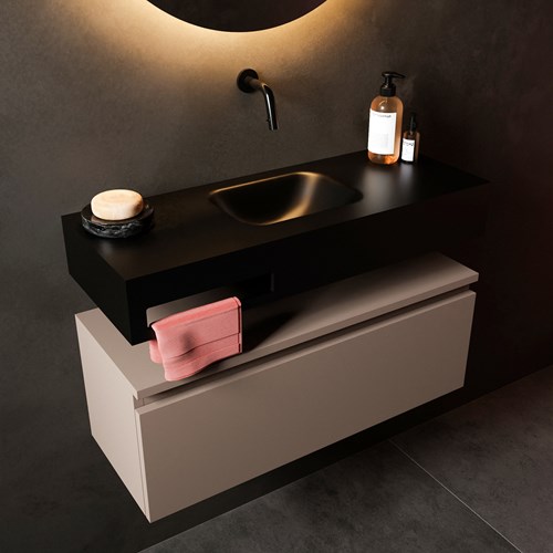 EASY Inbouw handdoekhouder verticaal 40cm voor vrijhangende wastafel. Positie voorkant Links.-2