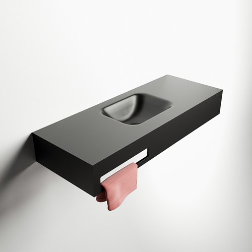 EASY Built-in vertical towel holder 40cm for wall-mounted basin. Position front Left.