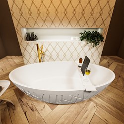 HOLM baignoire autoportante 180x85cm couleur Linen / Talc.