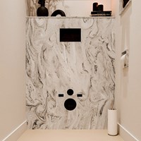 HOPE Toilet back wall set solid surface 100x125cm with shelf 100x23cm color Glace, pre-drilled.