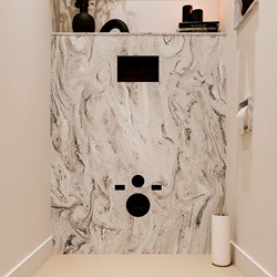 HOPE Toilet back wall set solid surface 100x125cm with shelf 100x23cm color Glace, pre-drilled.
