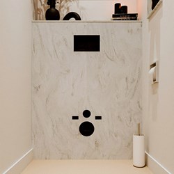HOPE Toilet back wall set solid surface 100x125cm with shelf 100x23cm color Opalo, pre-drilled.