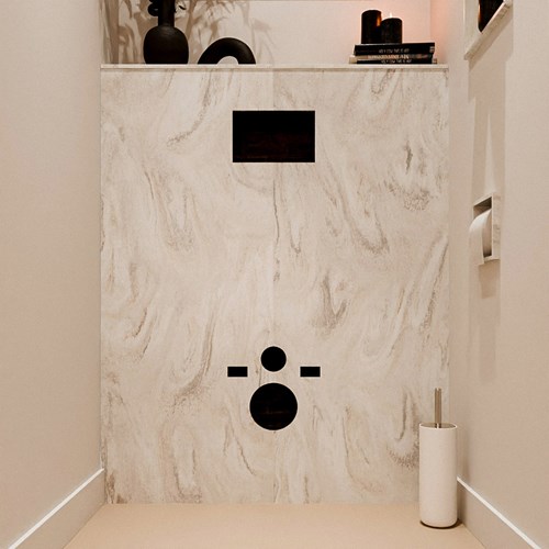 HOPE Bauplatten WC SET solid surface WC-Rückwand 100x125cm mit Ablage 100x23cm in der farbe Ostra, vorgebohrt.