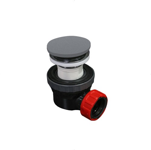 Sifón de clic de ahorro de espacio 6,7cm de altura, de solid surface redonda color Plata