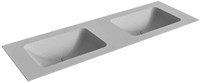 LEAF Plata solid surface inbouw wastafel 140cm. Positie wasbak Dubbel.