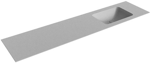 LEAF Plata solid surface inbouw wastafel 191cm. Positie wasbak Rechts.