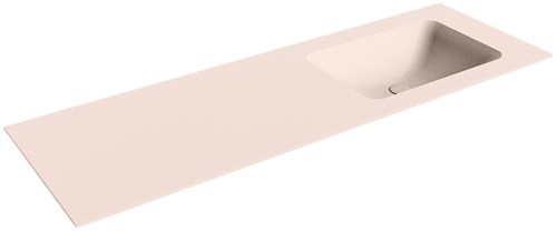 LEAF Rosee solid surface inbouw wastafel 140cm. Positie wasbak Rechts.