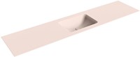 LEAF Rosee Lavabo encastré solid surface 201cm. Position lavabo Centrée.