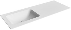 LEAF Talc solid surface inbouw wastafel 120cm. Positie wasbak Links.