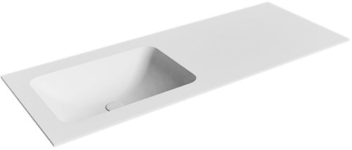 LEAF Talc solid surface inbouw wastafel 120cm. Positie wasbak Links.