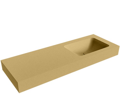 LEAF Oro Lavabo suspendido de solid surface 131cm. Posición del fregadero Derecho borde de 12cm de alto.