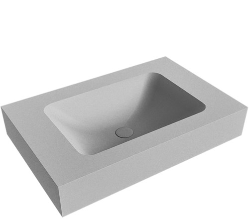 LEAF Plata Lavabo mural solid surface 70cm. Position lavabo Centrée rebord 12cm.