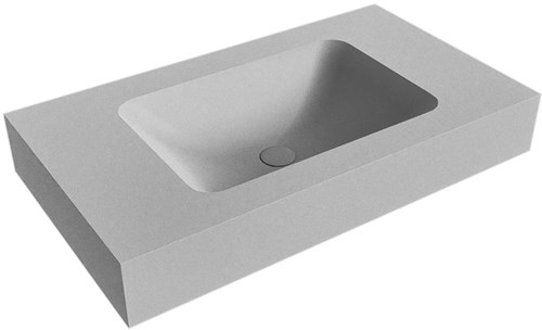 LEAF Plata freihängend Waschtisch aus solid surface (mineralwerkstoff) 80cm. Waschbeckenposition Mittig rand 12cm hoch.