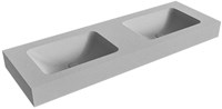 LEAF Plata vrijhangende wastafel 141cm. Positie wasbak Dubbel rand 12cm. 