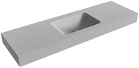 LEAF Plata freihängend Waschtisch aus solid surface (mineralwerkstoff) 151cm. Waschbeckenposition Mittig rand 12cm hoch.