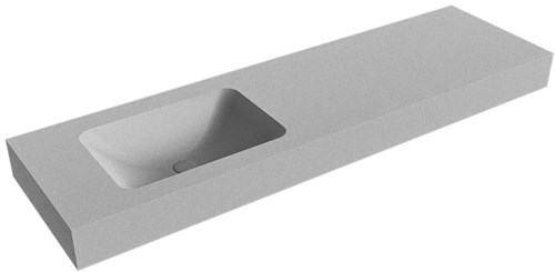 LEAF Plata Lavabo mural solid surface 161cm. Position lavabo Gauche rebord 12cm.