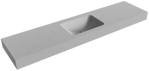 LEAF Plata vrijhangende wastafel 191cm. Positie wasbak Midden rand 12cm. 