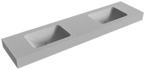 LEAF Plata Lavabo sospeso à parete solid surface 190cm. Posizione lavabo Doppelt bordo 12cm.