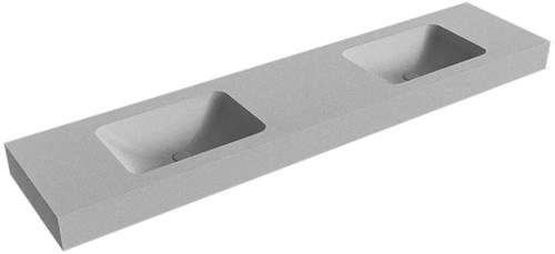 LEAF Plata Lavabo mural solid surface 200cm. Position lavabo Double rebord 12cm.