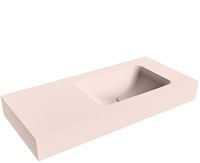 LEAF Rosee Lavabo suspendido de solid surface 100cm. Posición del fregadero Derecho borde de 12cm de alto.