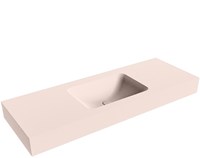 LEAF Rosee freihängend Waschtisch aus solid surface (mineralwerkstoff) 131cm. Waschbeckenposition Mittig rand 12cm hoch.