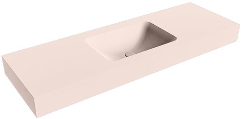 LEAF Rosee vrijhangende wastafel 140cm. Positie wasbak Midden rand 12cm. 