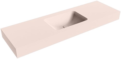 LEAF Rosee Lavabo suspendido de solid surface 150cm. Posición del fregadero Centro borde de 12cm de alto.