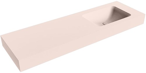 LEAF Rosee Lavabo mural solid surface 151cm. Position lavabo Droite rebord 12cm.