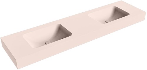 LEAF Rosee Lavabo suspendido de solid surface 181cm. Posición del fregadero Doble borde de 12cm de alto.