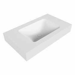 LEAF Talc vrijhangende solid surface wastafel 80cm. Positie wasbak Midden. Rand 12cm hoog.