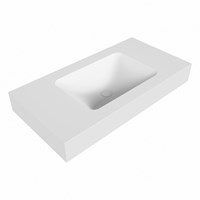 LEAF Talc vrijhangende solid surface wastafel 91cm. Positie wasbak Midden. Rand 12cm hoog.