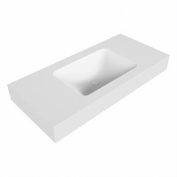 LEAF Talc vrijhangende solid surface wastafel 101cm. Positie wasbak Midden. Rand 12cm hoog.