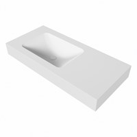 LEAF Talc vrijhangende solid surface wastafel 101cm. Positie wasbak Links. Rand 12cm hoog.-3