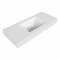 LEAF Talc vrijhangende solid surface wastafel 110cm. Positie wasbak Midden. Rand 12cm hoog.