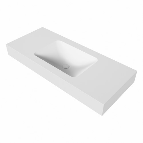 LEAF Talc vrijhangende solid surface wastafel 110cm. Positie wasbak Midden. Rand 12cm hoog.-3