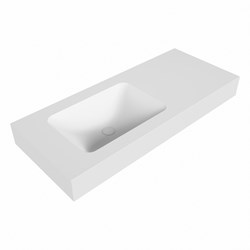 LEAF Talc vrijhangende solid surface wastafel 110cm. Positie wasbak Links. Rand 12cm hoog.