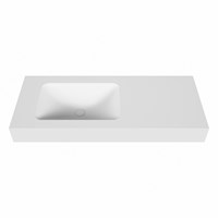LEAF Talc vrijhangende solid surface wastafel 111cm. Positie wasbak Links. Rand 12cm hoog.-2